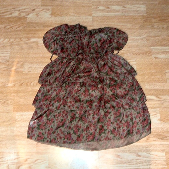Papaya Brown Rose Print Dress Belt Bot Included Size Small - Picture 4 of 4